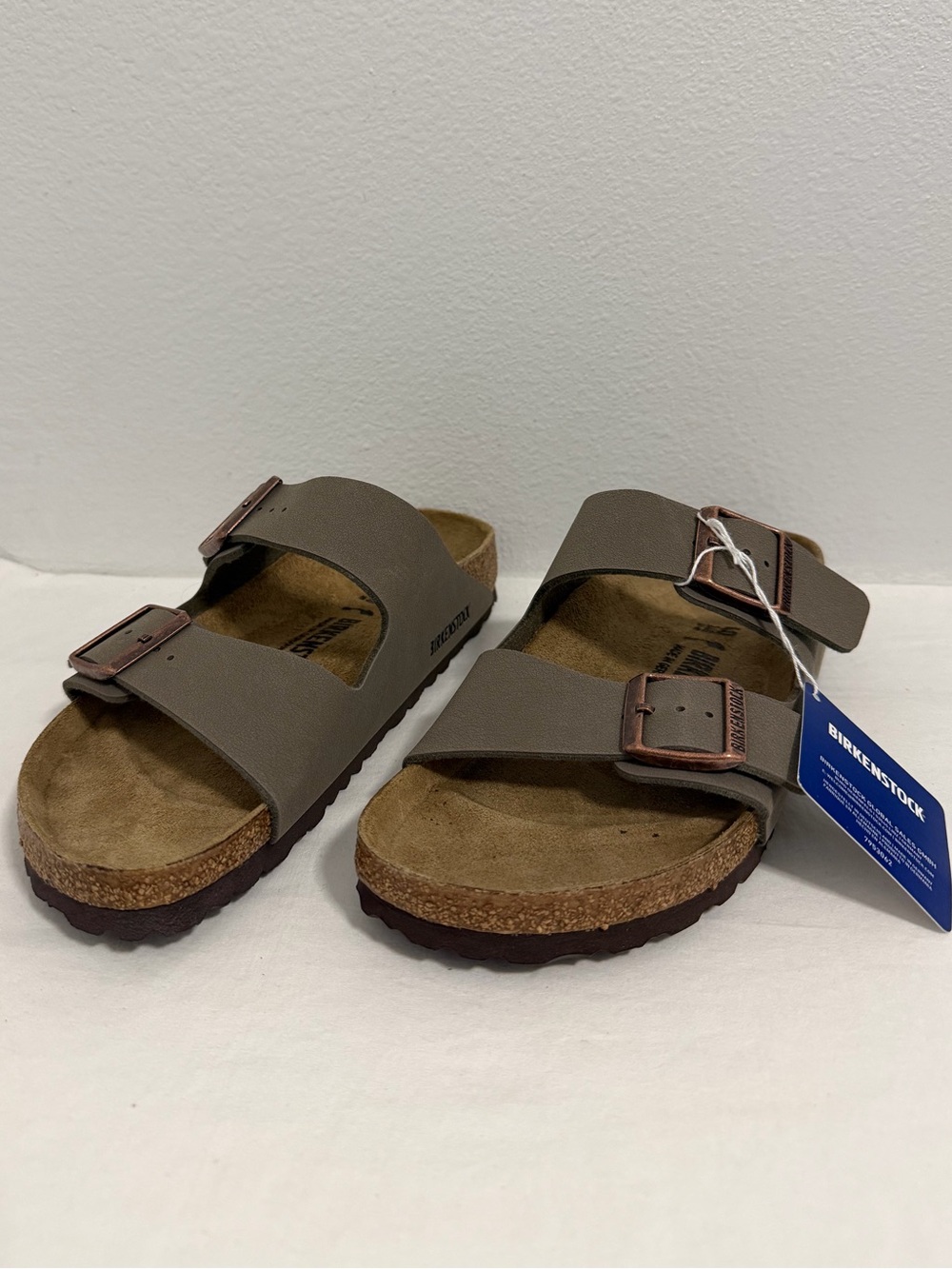 Birkenstock ArizonaBS double strap buckle adjustable olive green bronze slide 40